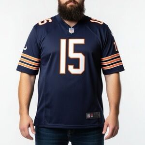 Men's NFL Bears Marshall 15 Jersey Navy Blue Sports Jersey Football